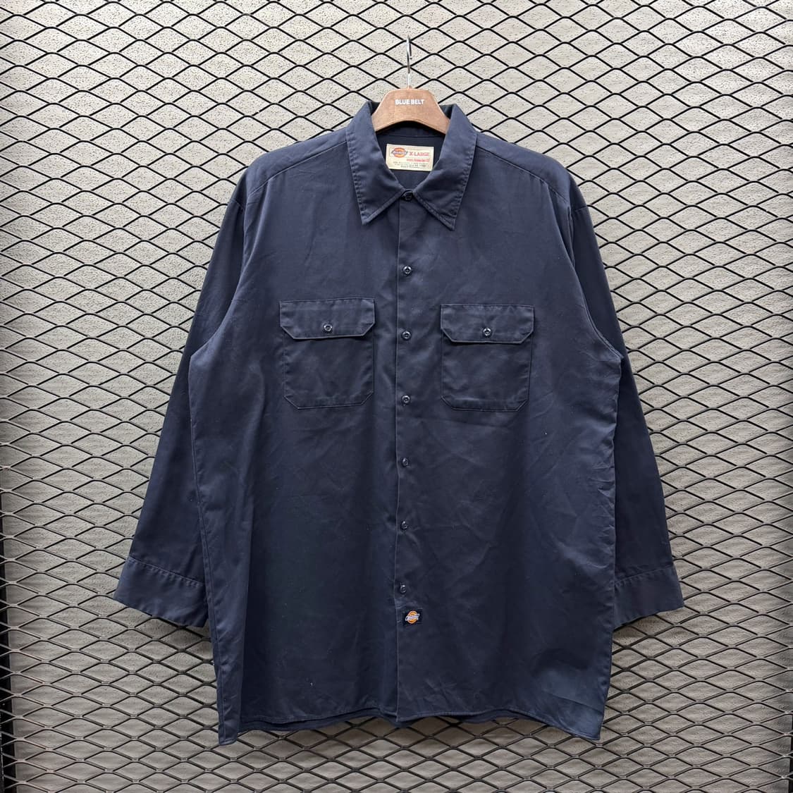 디키즈 워크셔츠 투포켓 스티치라인 디테일 네이비 상품이미지2