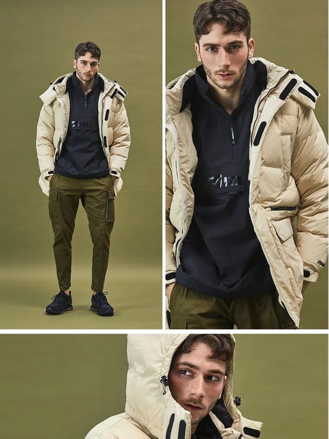 미즈노 MIZUNO 미드 덕다운 자켓 라이트베이지 상품이미지10