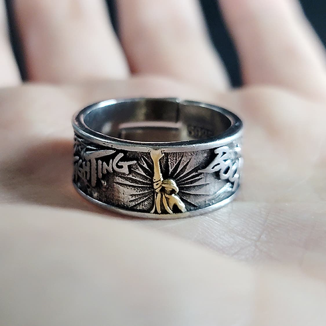 Godpunch 실버 남자 엔틱 빈티지 명품 용기 주먹 반지 상품이미지5