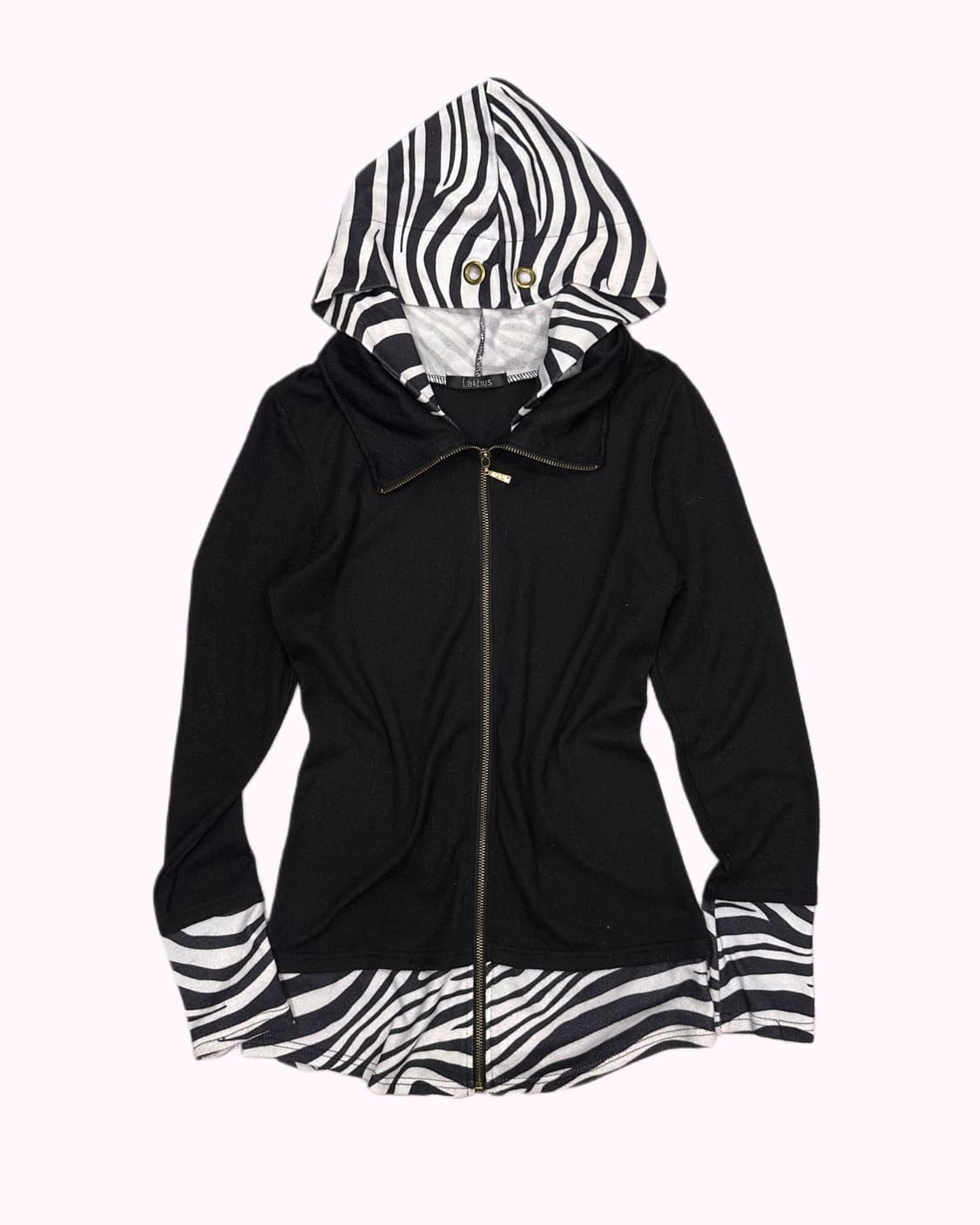 zebra layered knit hood zip-up 상품이미지2