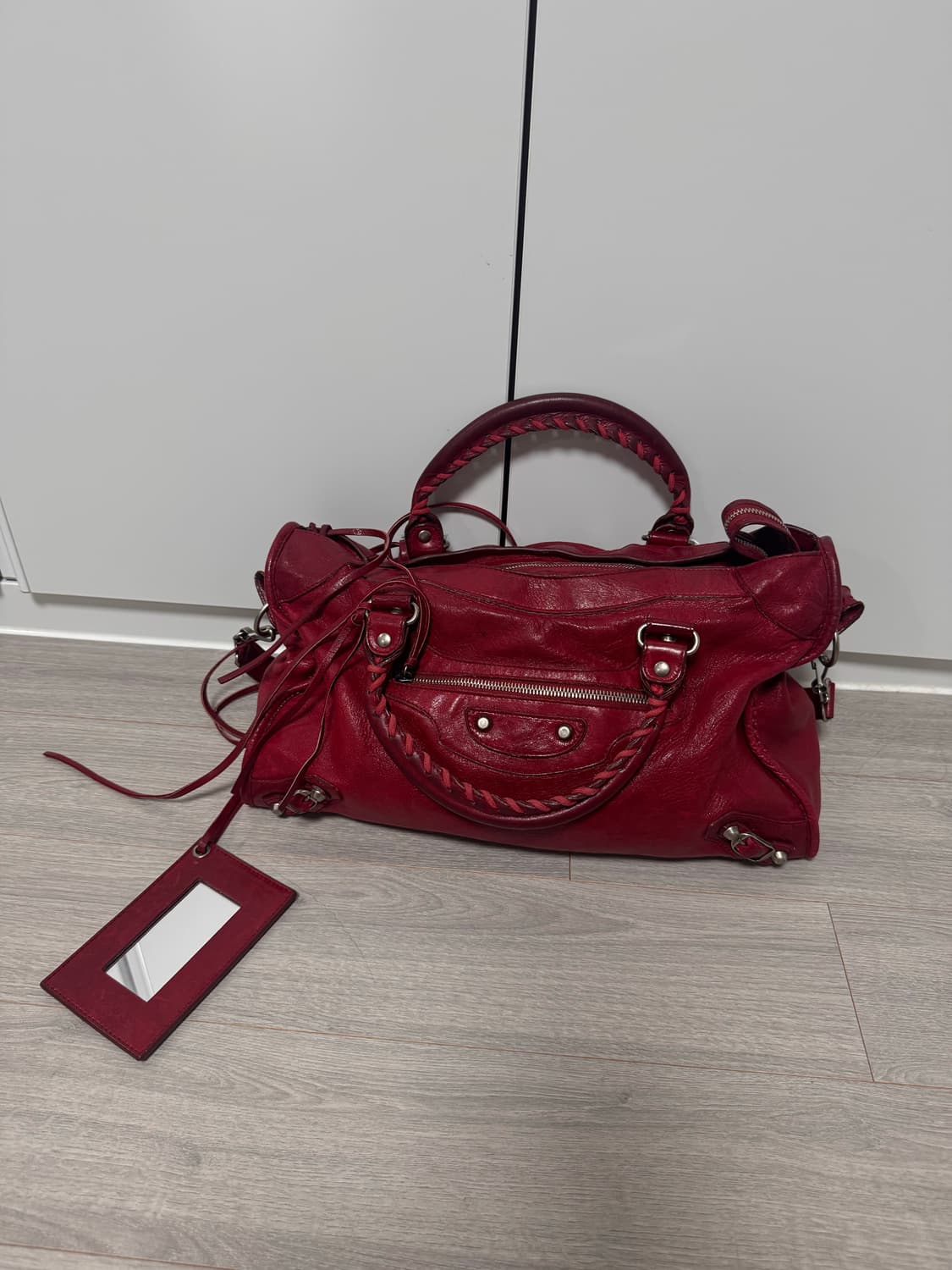 발렌시아가 빈티지 모터백 가방 레드 미디움 상품이미지1