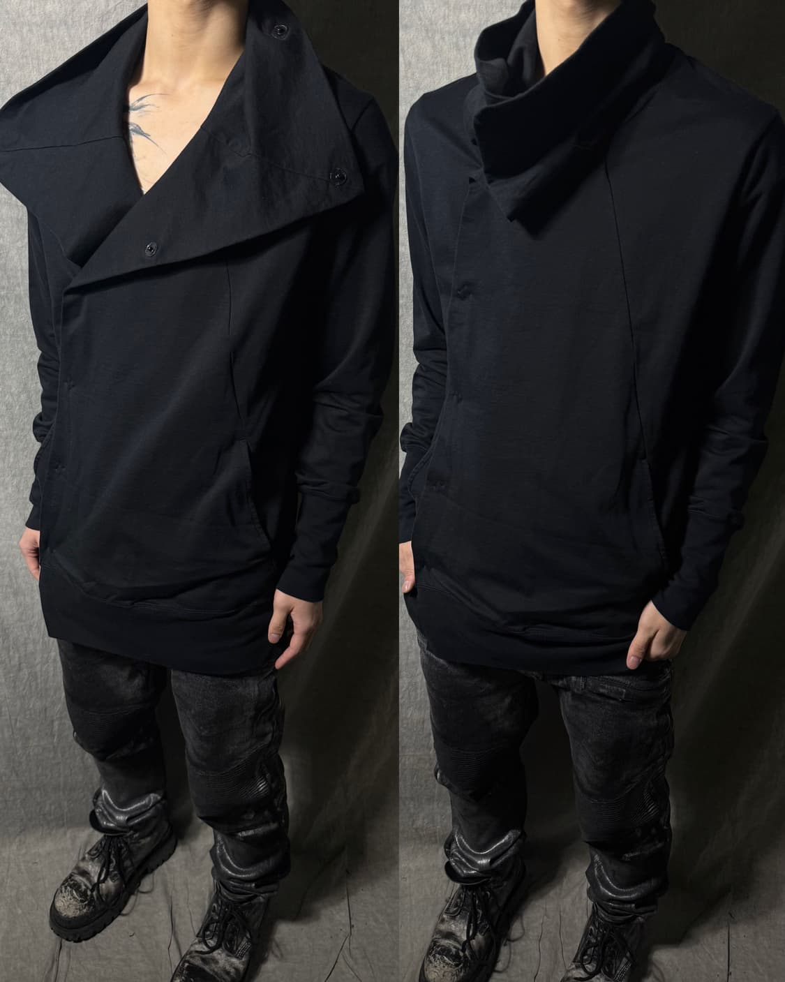 Asymmetric High-Neck Draped Sweatshirt   상품이미지1