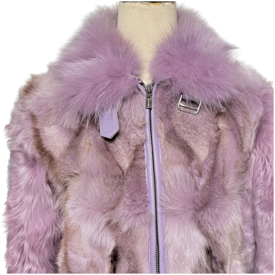 3686 연보라 양가죽 양털 여우털 퍼자켓 상품이미지2