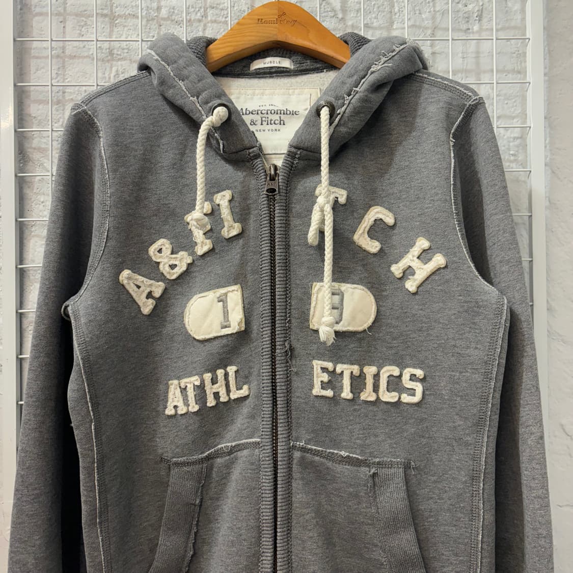 아베크롬비 y2k 빈티지 그레이 후드집업 S 상품이미지3