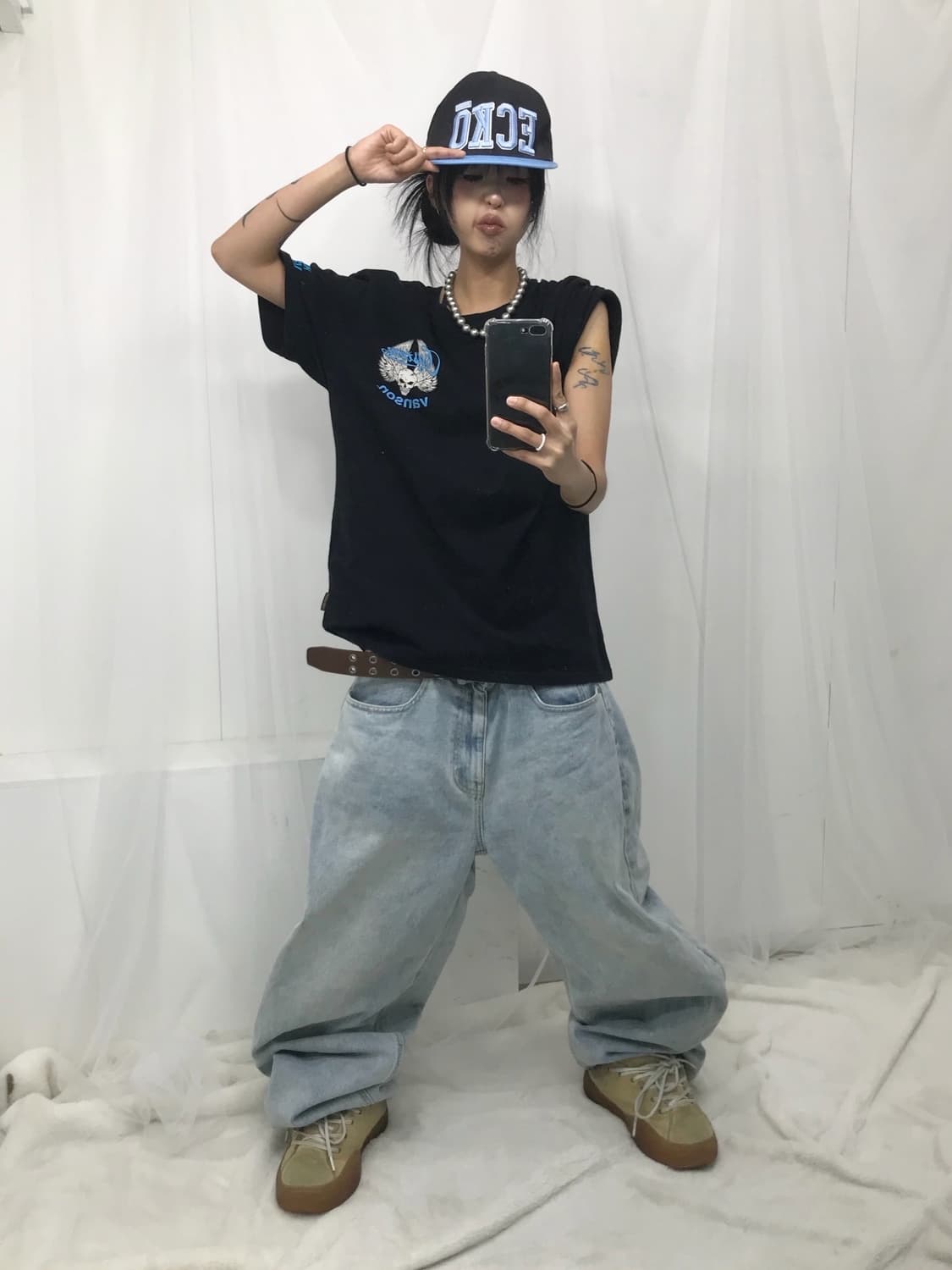 ☠️ 밴슨 스카이블루 스컬 프린팅 반팔 티셔츠 ☠️ 상품이미지7