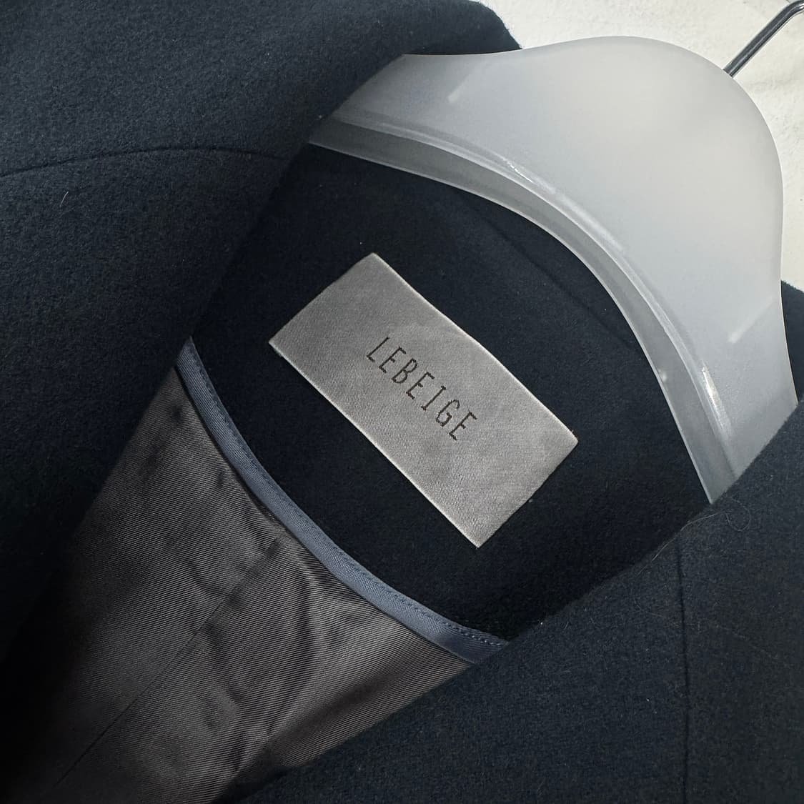 르베이지 레더 패치 캐시미어 롱 코트 상품이미지2