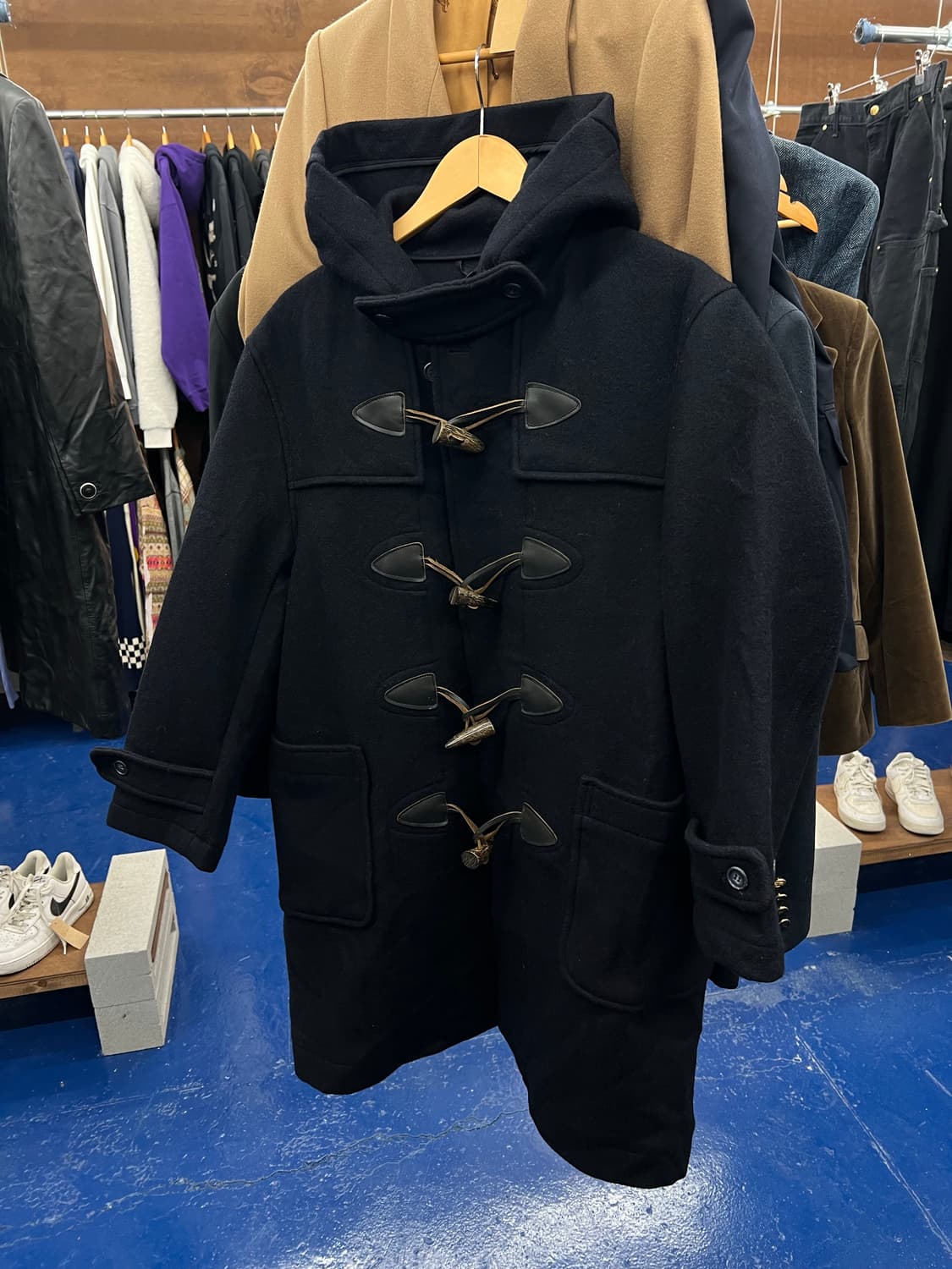 Japanese vtg 우드 토글 네이비 더플 코트 상품이미지4