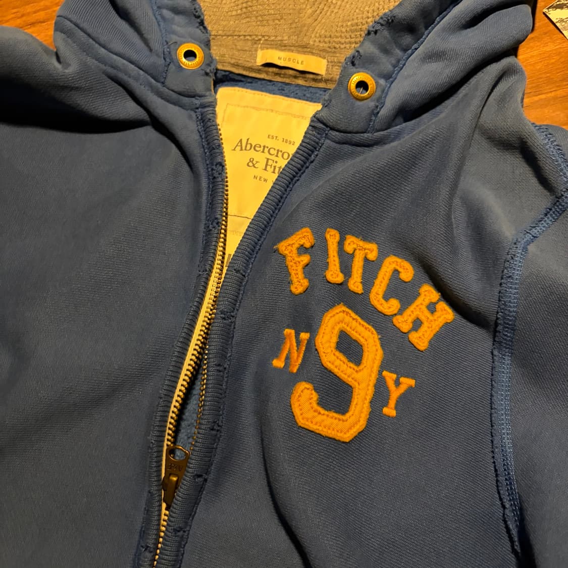 ABERCROMBIE & FITCH 아베크롬비 블루 후드집업 XL 상품이미지4