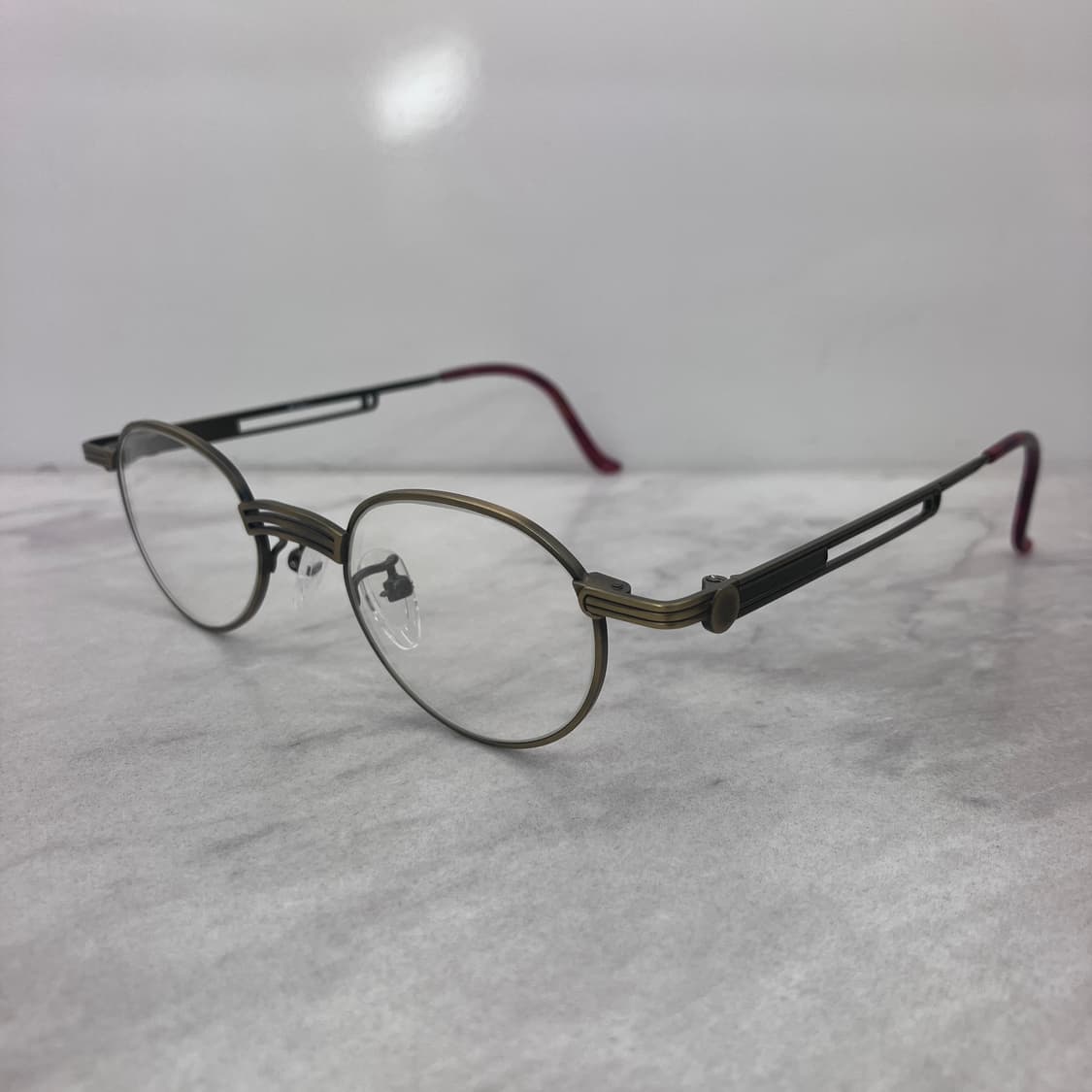 D14 NO BRAND 빈티지 앤틱 골드 라운드 메탈테 안경 상품이미지7