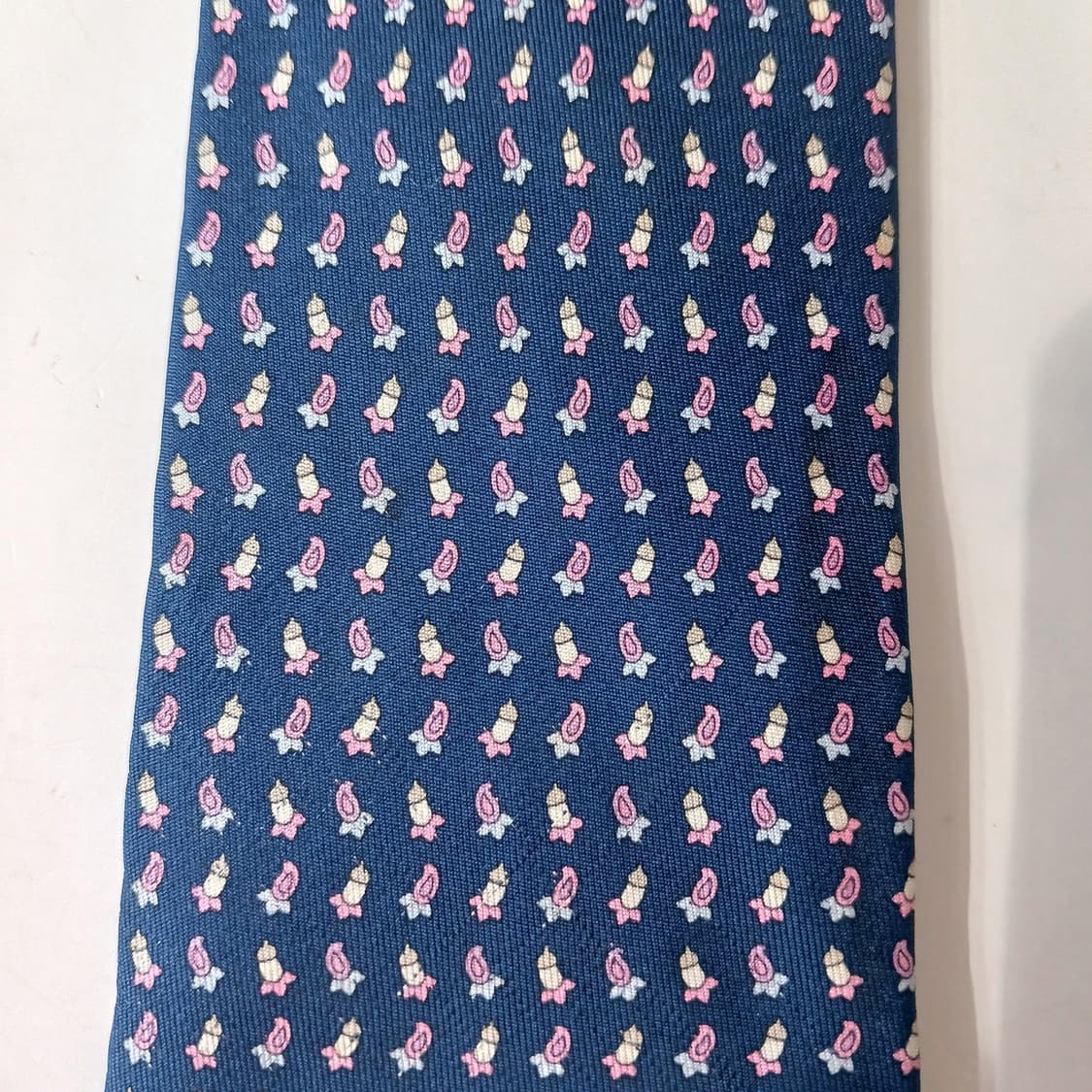 페라가모 실크 네이비 도토리 패턴 넥타이 8.7cm A~B등급 E763 상품이미지5