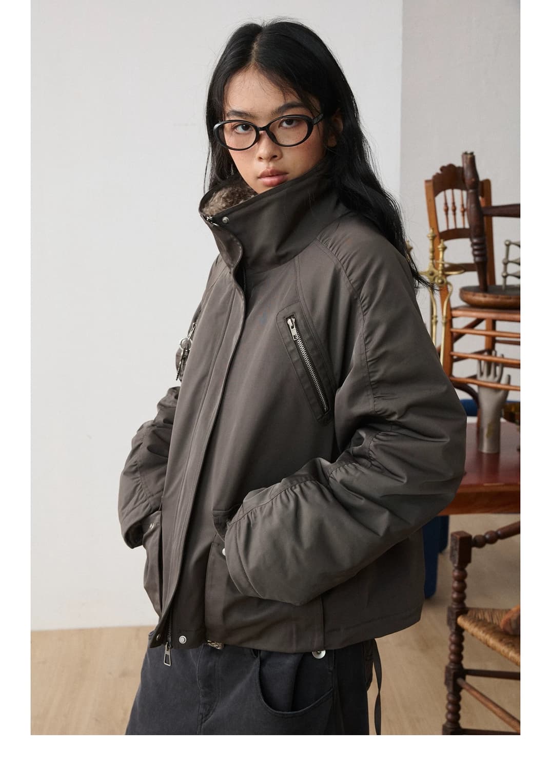 Jikoo 퍼카라 숏패딩 상품이미지3