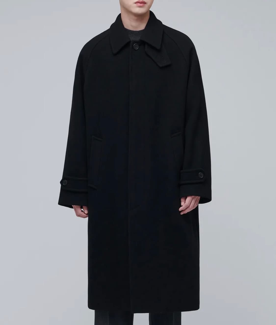 [XL]캐시미어 블렌드 오버사이즈 발마칸 코트 [블랙] 상품이미지1