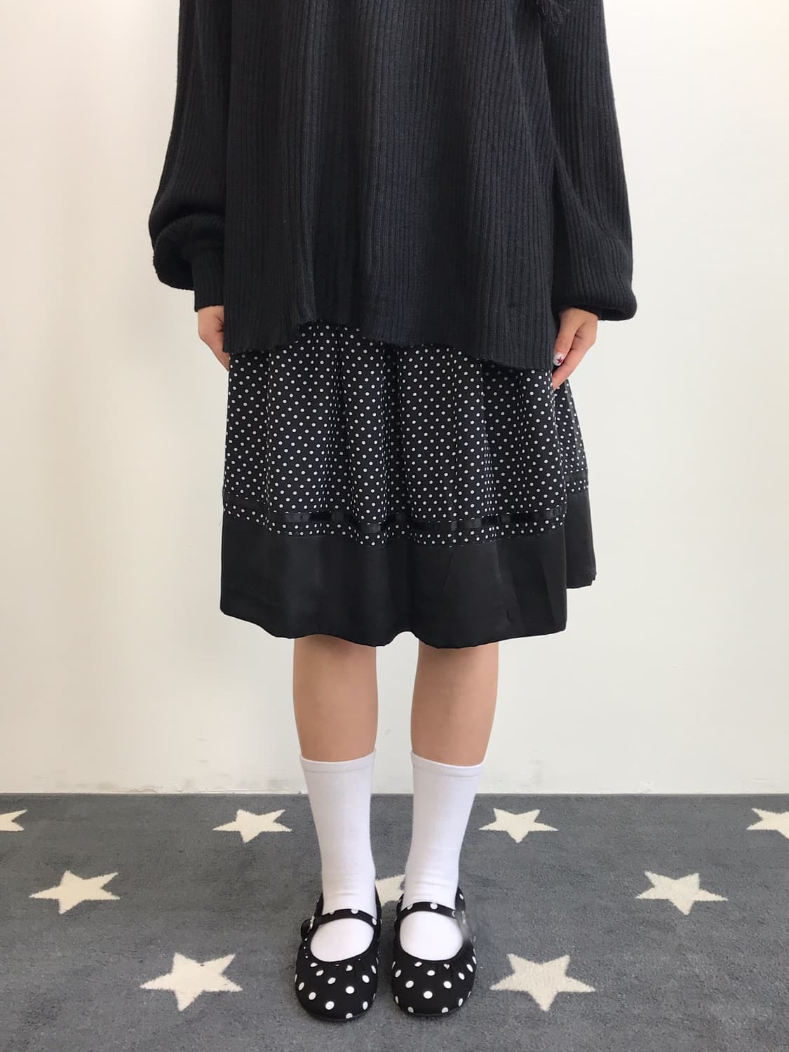 Jpn Poly Dotted Midi Skirts 상품이미지1