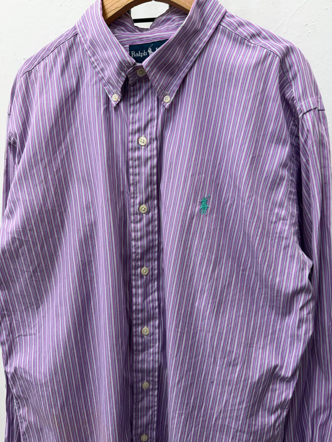정품) 폴로랄프로렌 남성 스트라이프 셔츠 퍼플 XL 상품이미지3