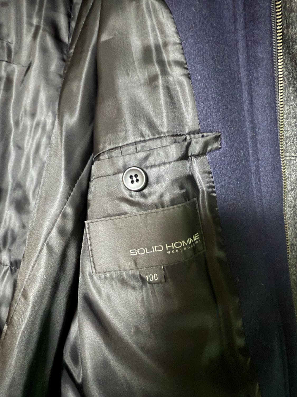 솔리드옴므 네이비 모직 하프코트 100사이즈 상품이미지4