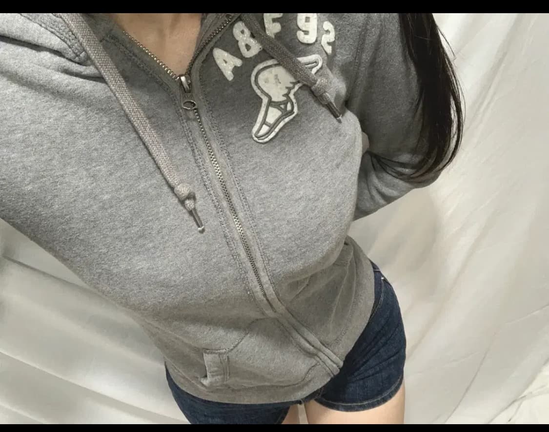 아베크롬비 후드집업,S,그레이 상품이미지5