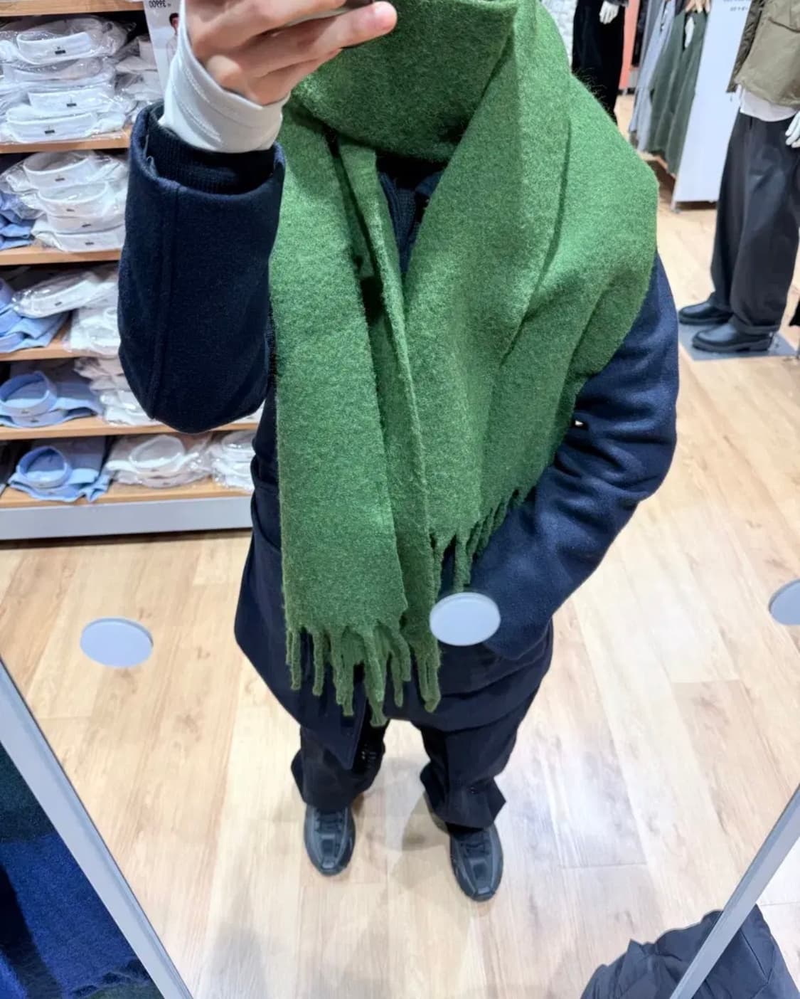 유니폼브릿지 네이비 울 하프코트 상품이미지1