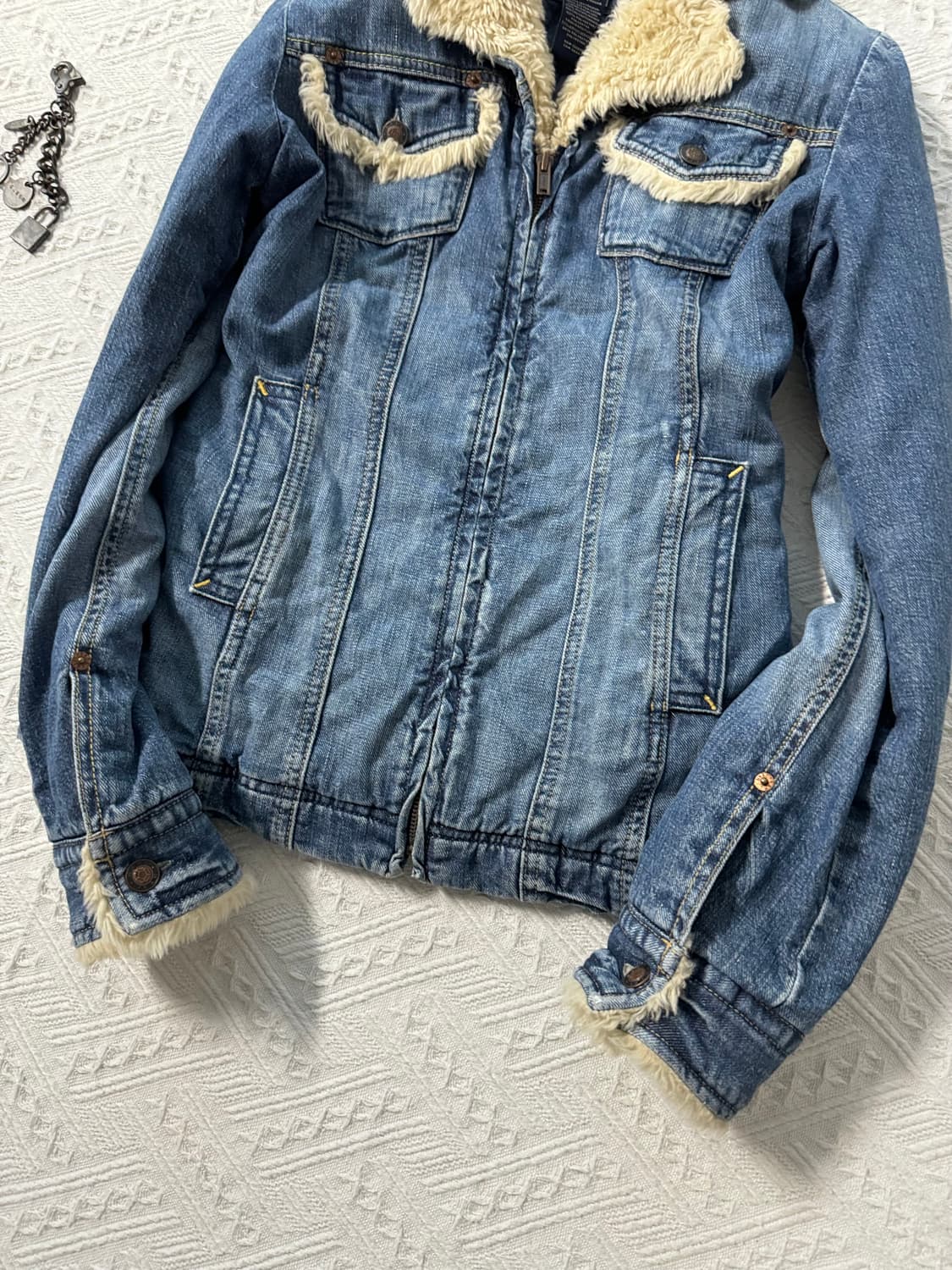 얼진 퍼 트리밍 데님 집업 자켓 상품이미지7