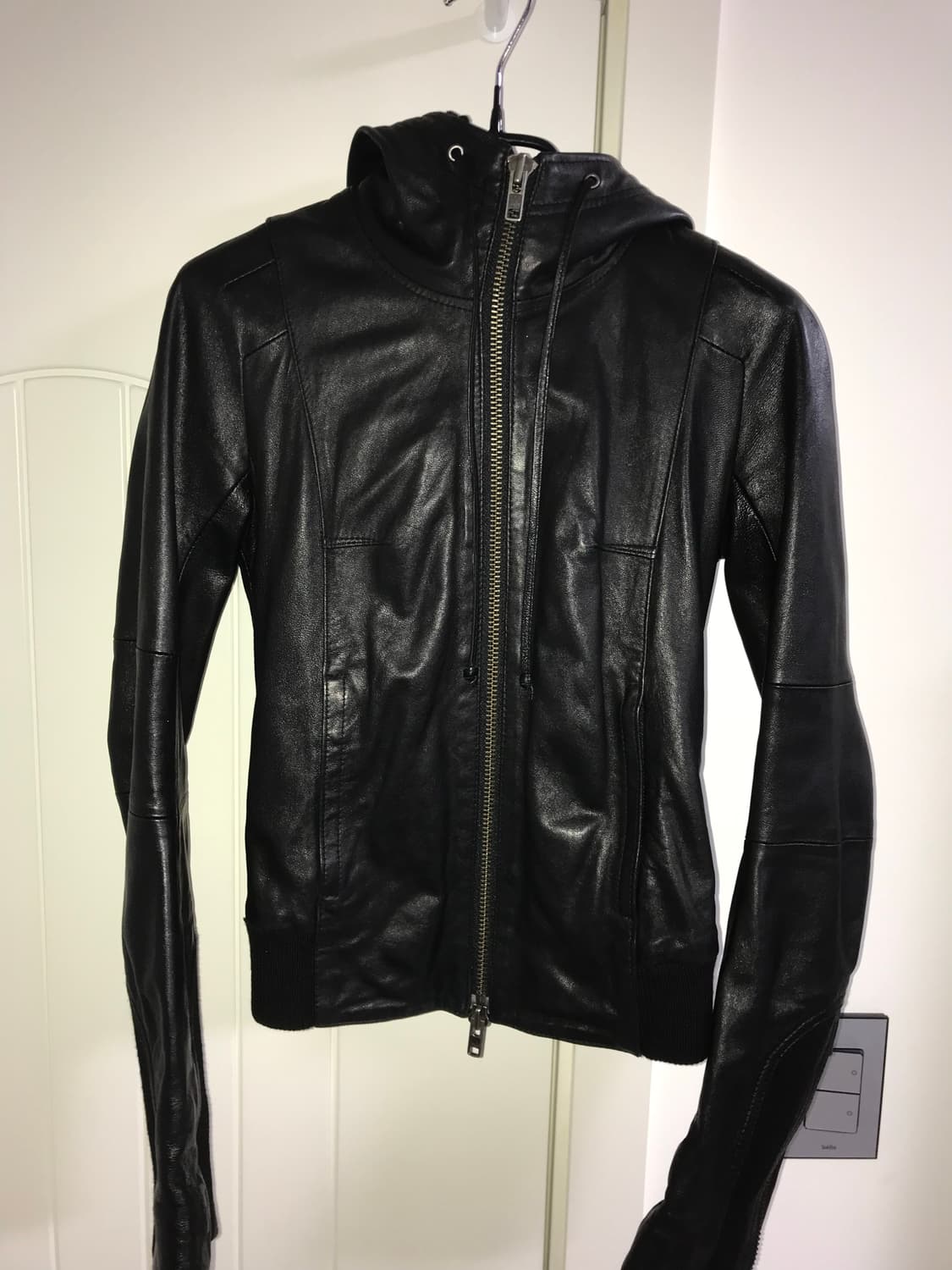 빈티지 후드 가죽 자켓 상품이미지1