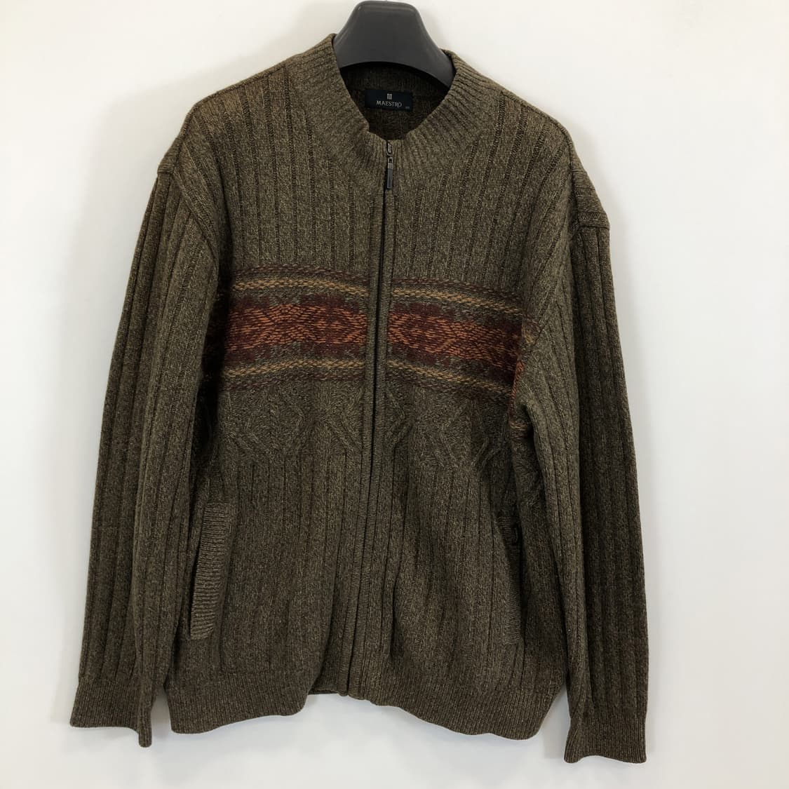 마에스트로 케이블 헤비울 니트집업 100 사이즈  상품이미지1