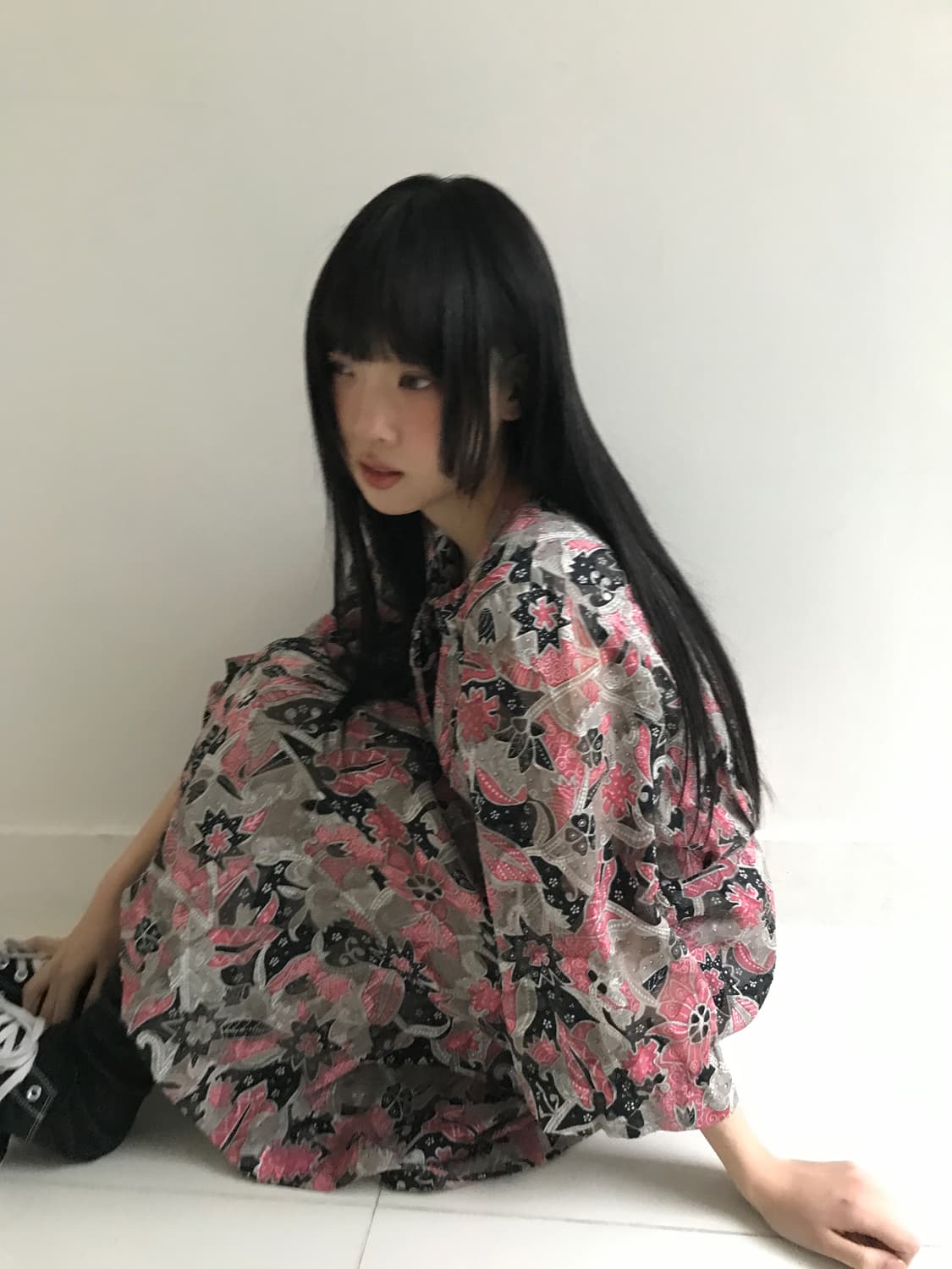 Oriental Shirring U Neck Dress 상품이미지3