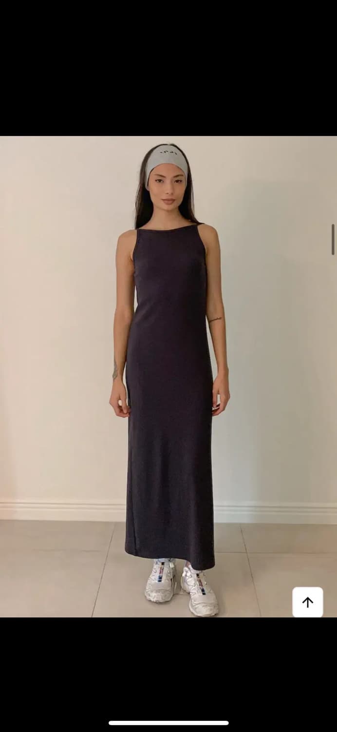 인지액티브 리브드 맥시 원피스 차콜, 블랙 롱 상품이미지3