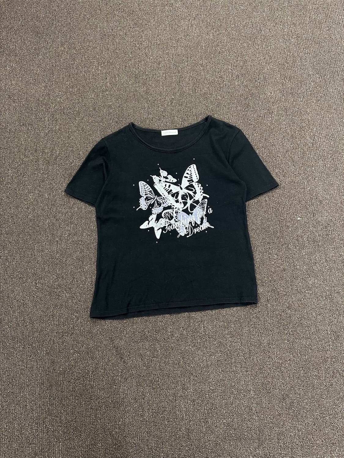 M)Japanese vintage 여성 나비 프린팅 큐빅 반팔 상품이미지2