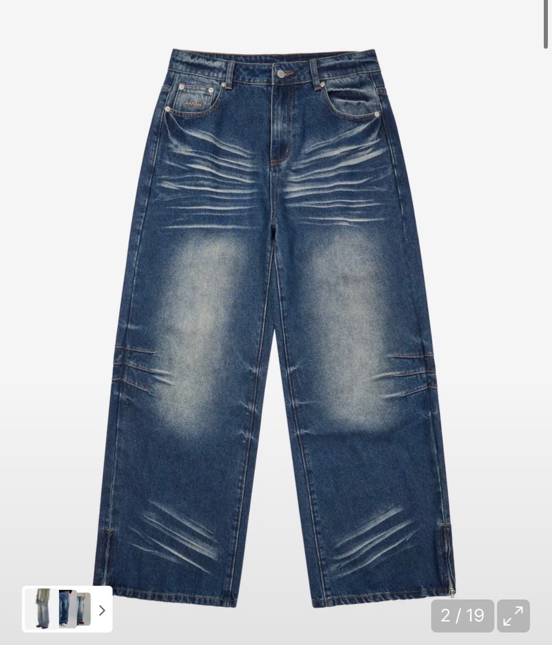 아캄 Washed Zipper Slit Denim Pants (Blue) 상품이미지3