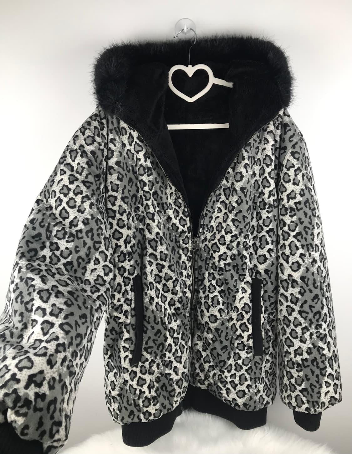 오네갸루 호피 레오파드 퍼자켓 양털 후드집업 패딩점퍼y2k 대재장급빈티지 상품이미지7