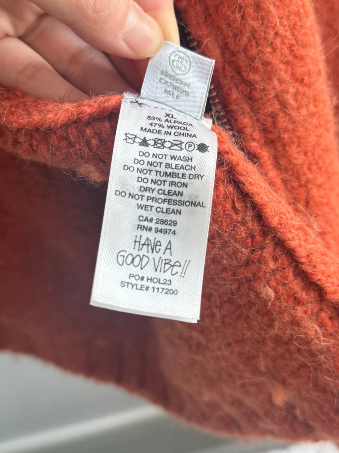 스투시 청키 니트 후드집업 테라코타 xl 상품이미지4