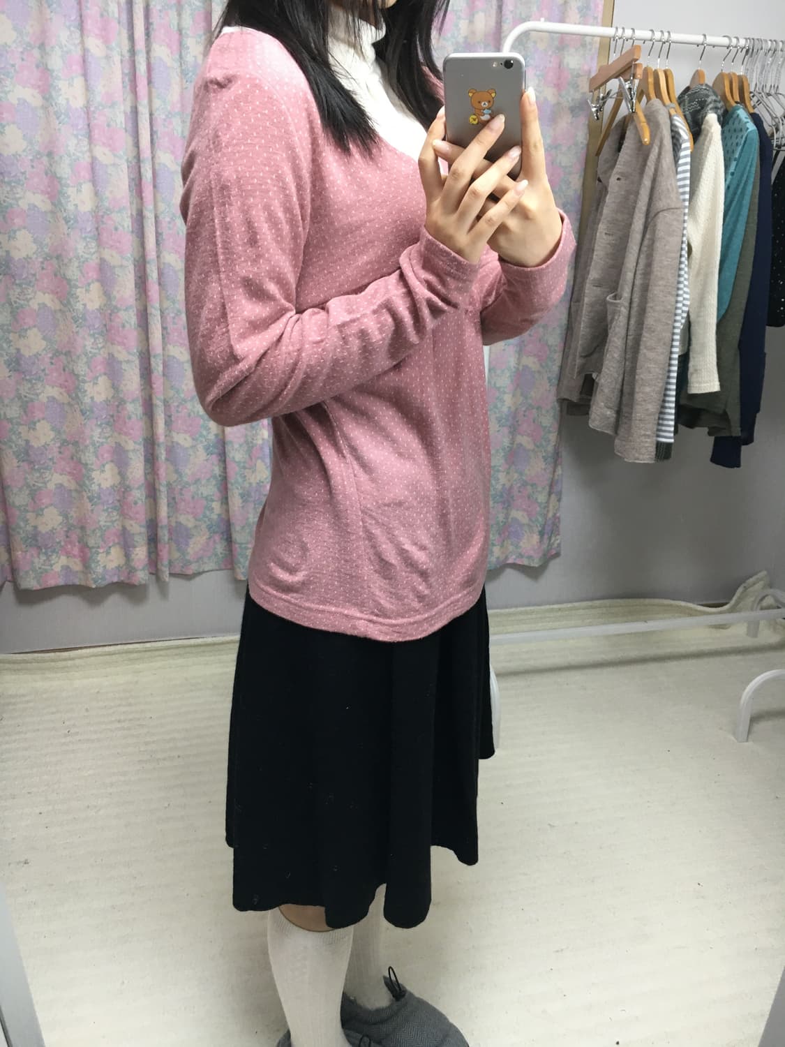 핑크 도트 목폴라 티셔츠 상품이미지4