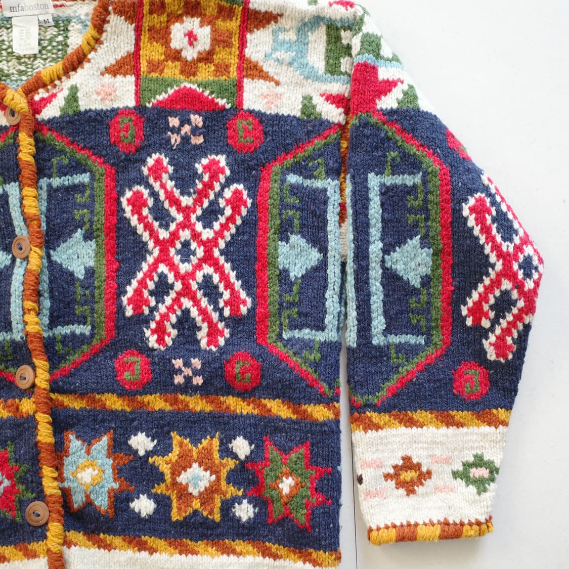 90s 빈티지 에스닉 나바호 아즈텍 핸드메이드 울 가디건 볼리비아(M) 상품이미지3