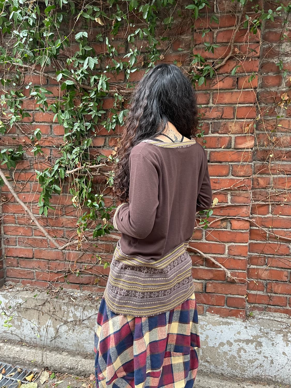 브라운 눈꽃 패턴 원피스 상품이미지4