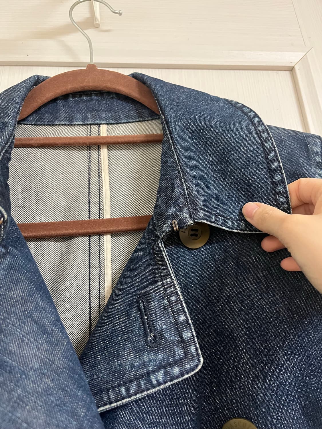 Aquascutum 데님 더블 피코트 청 자켓 상품이미지7