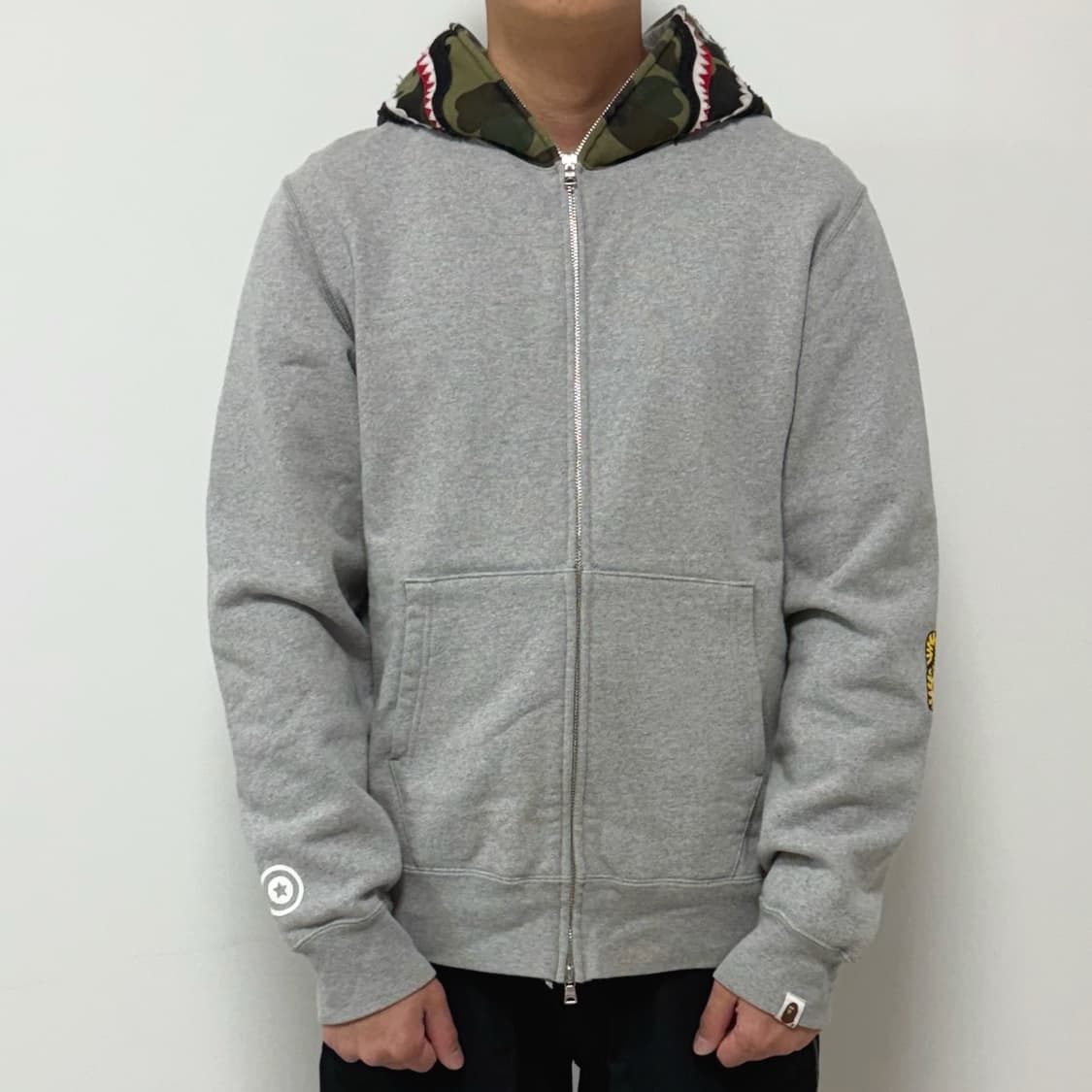 베이프 1st 카모 PONR 샤크 후드집업 그레이 상품이미지2