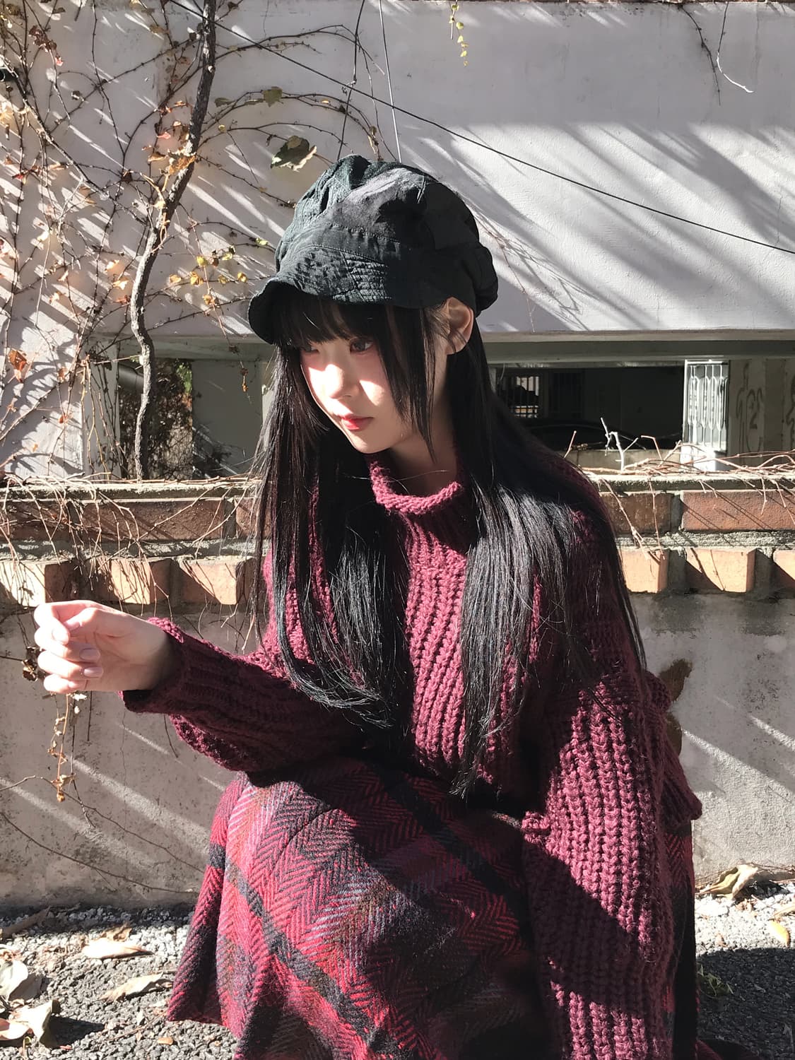 Turtle Neck Warm Loose Knit(Burgundy) 상품이미지3