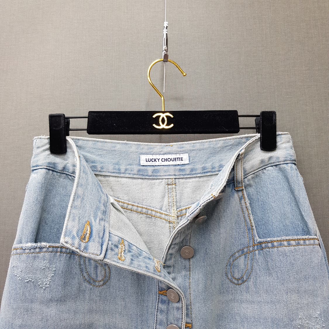 럭키슈에뜨 2020 버튼업 롱 데님 스커트 36사이즈 상품이미지2