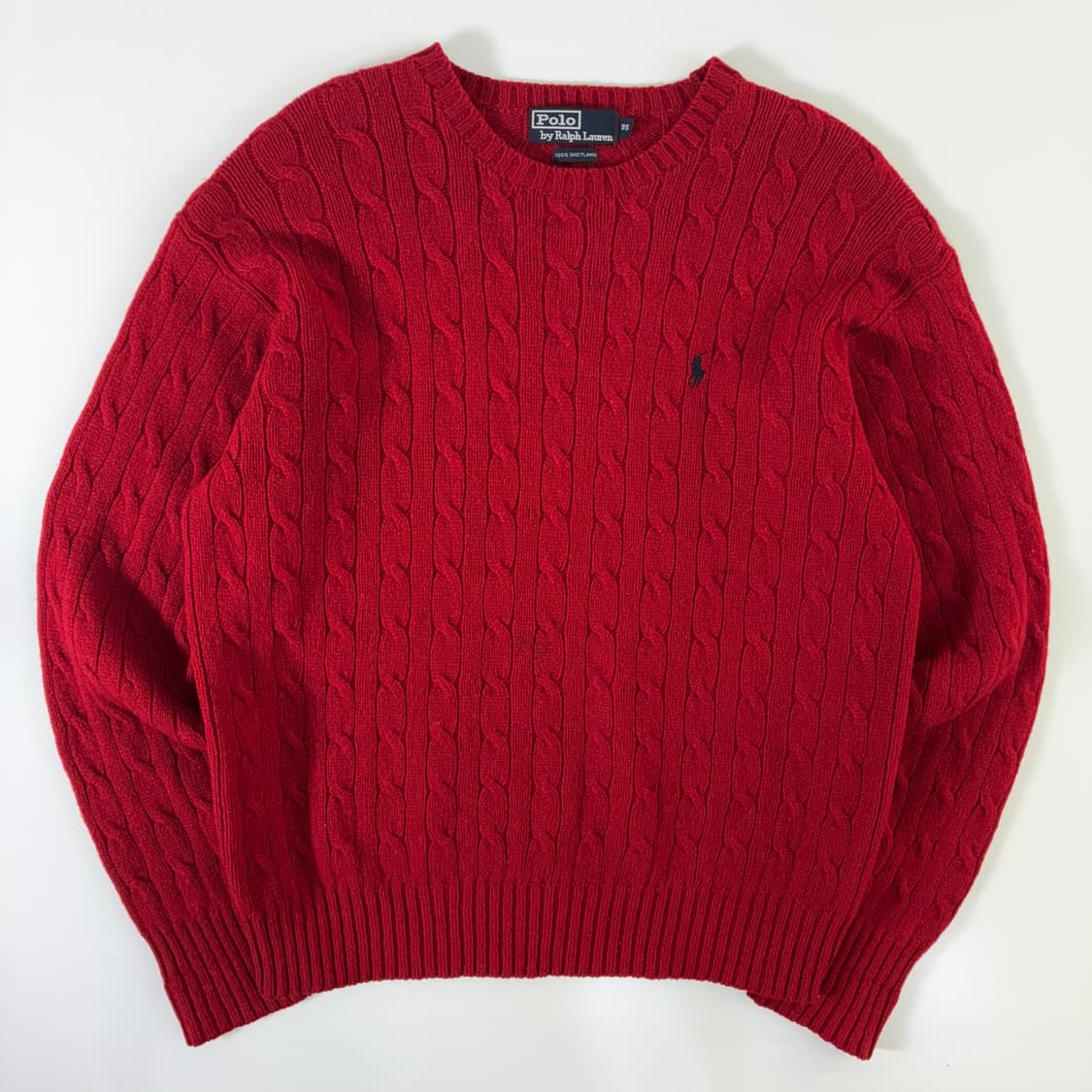 Polo 폴로 랄프로렌 90‘s 레드 쉐틀랜드 울 케이블 니트 상품이미지1