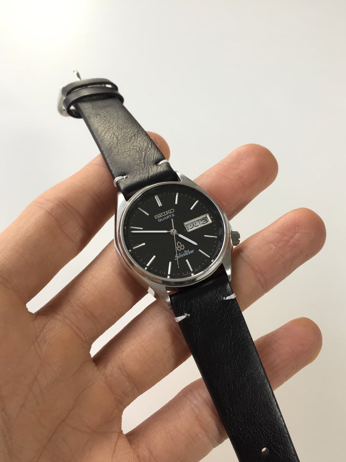 80s seiko silver wave black dial quartz 상품이미지5
