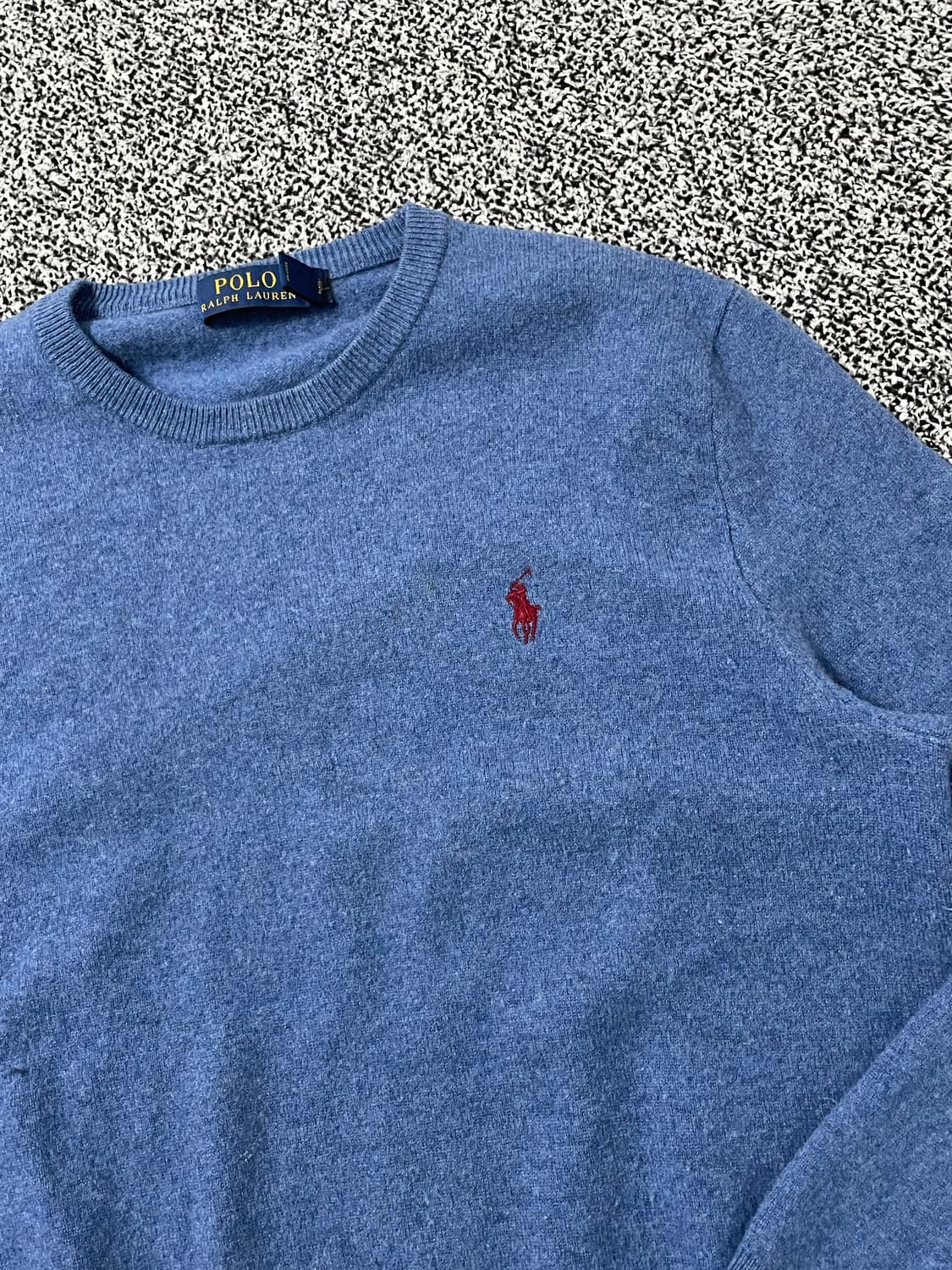 빈티지9. 폴로랄프로렌 메리노 울 100% 봄 라운드넥 니트 스웨터 블루 상품이미지2