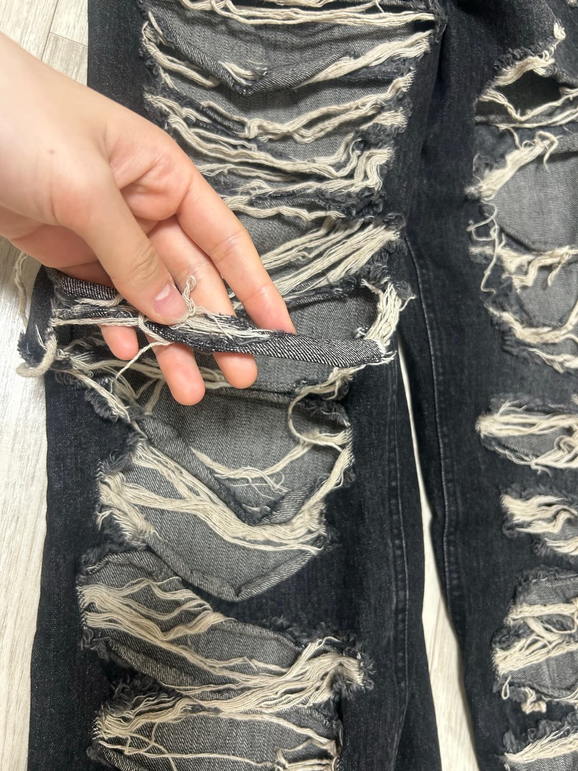 락케이크 데미지 팬츠 블랙  상품이미지3