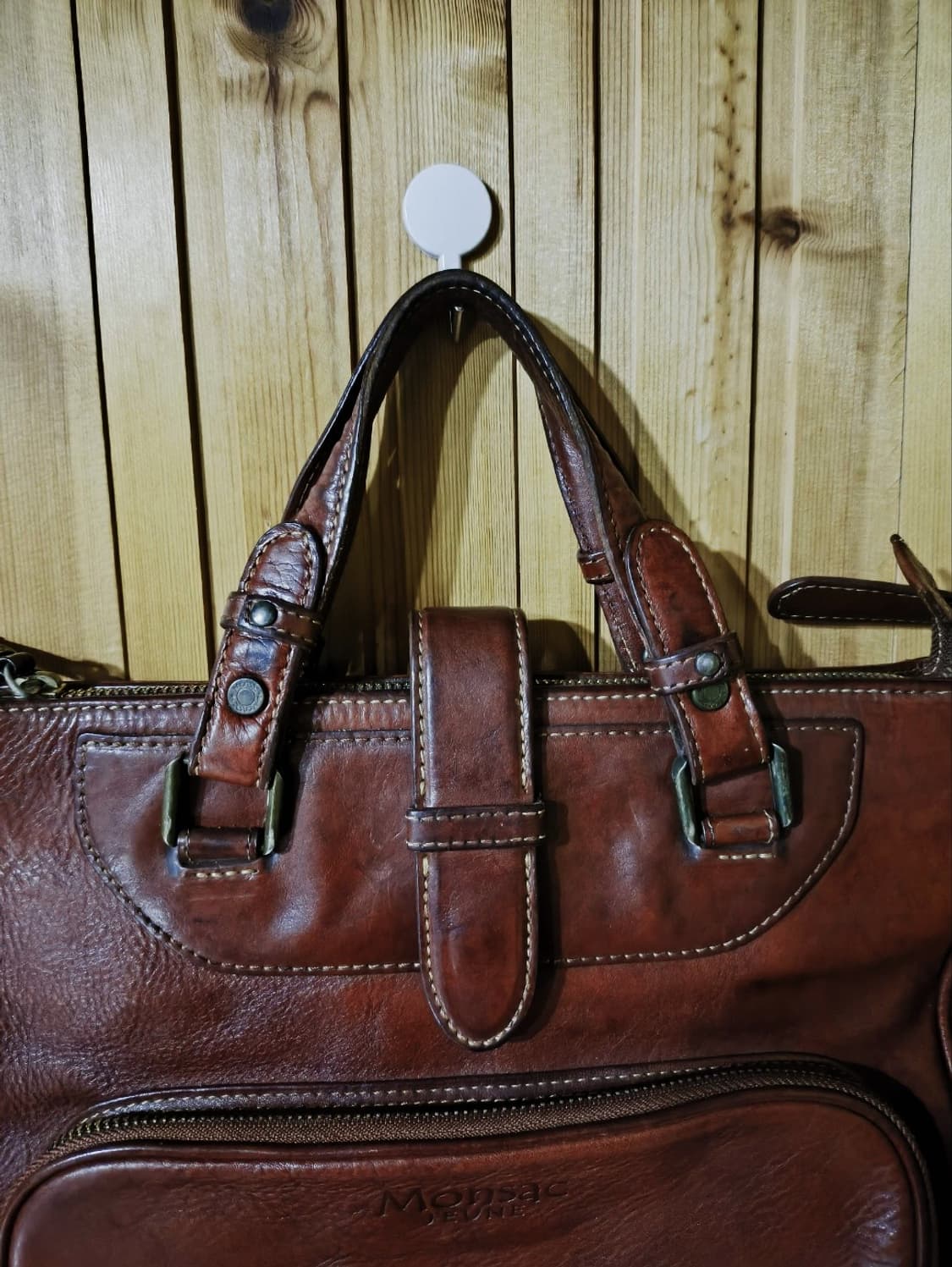 몽삭 00's 에이징 가죽 크로스백 서류가방 상품이미지2