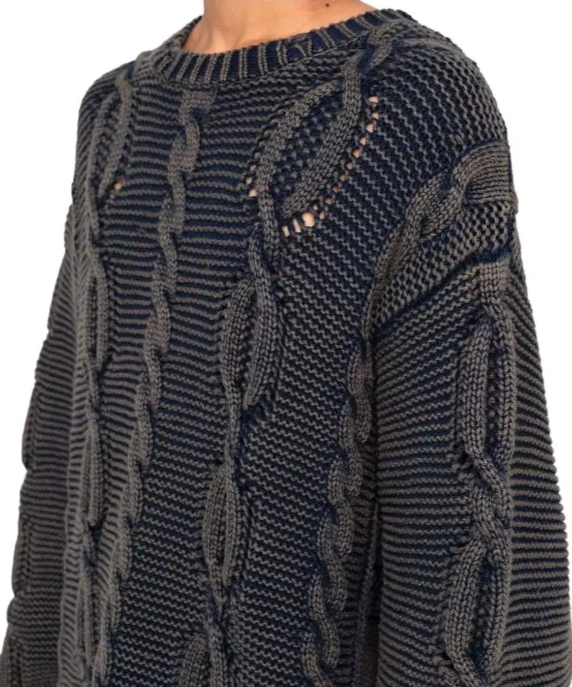 *24SS 카미야 by 미하라 야스히로 케이블 데미지 니트 상품이미지4