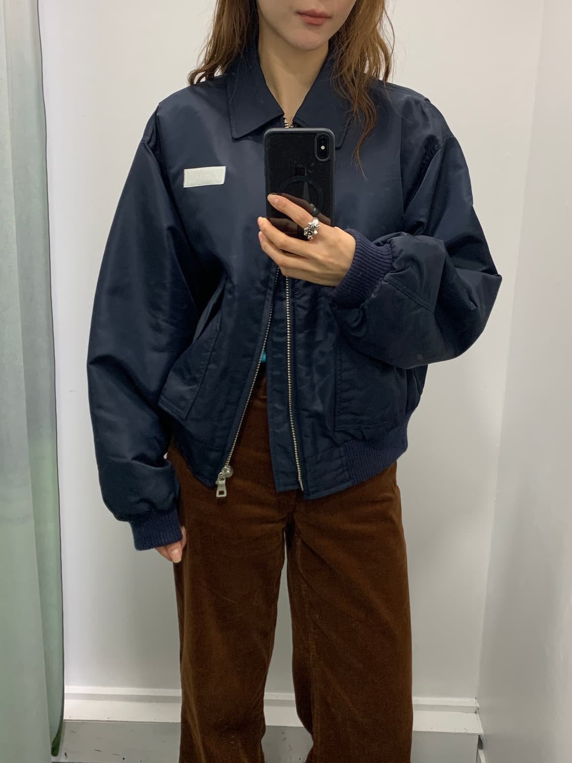 네이비 누빔 봄버 자켓 상품이미지4