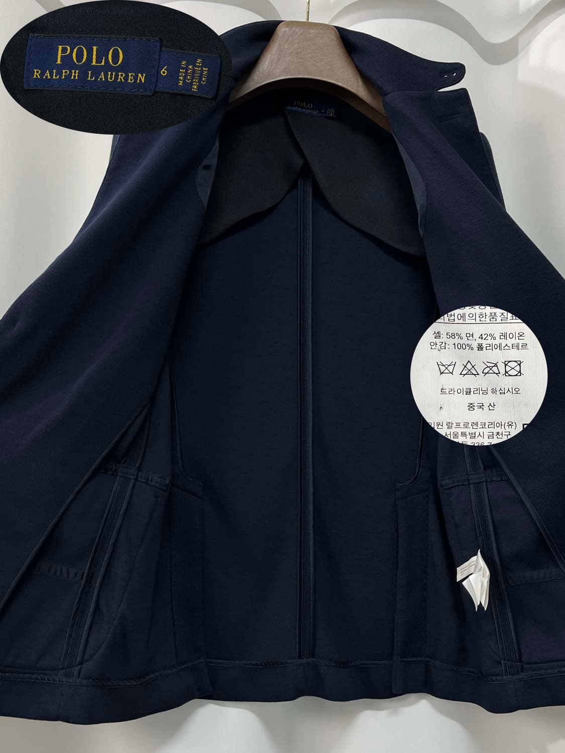여성 폴로 랄프로렌 RL67라펠 금장 2버튼 코튼 블레이저 자켓 상품이미지3