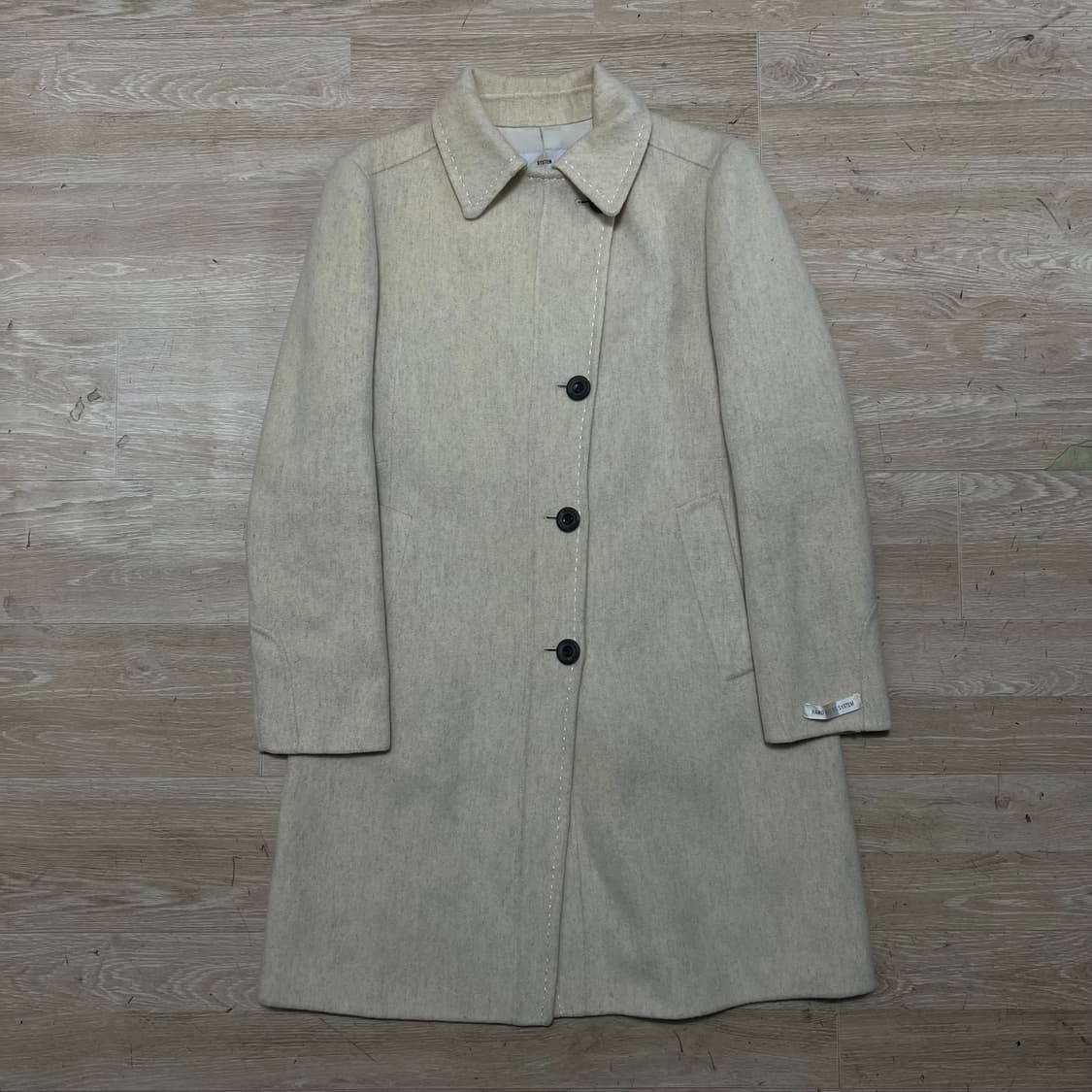 한섬 시스템 여성 핸드메이드 모직 싱글코트 [크림] 82-94-160 상품이미지1