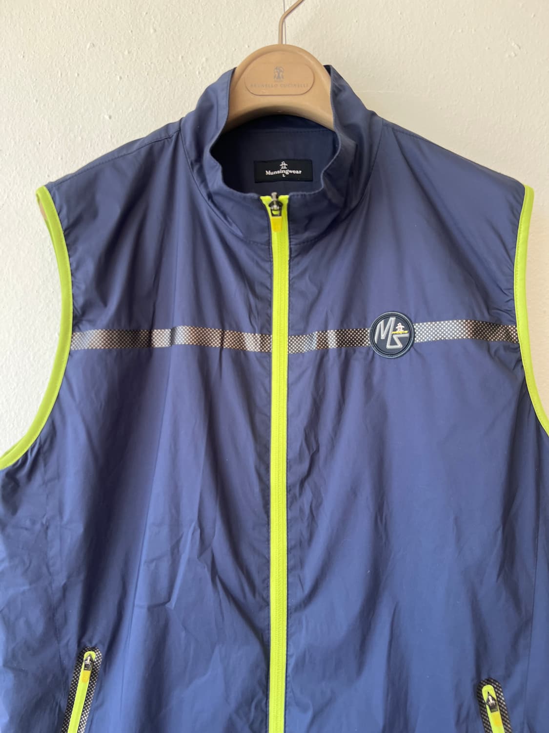 먼싱웨어 남성 네이비 바람막이조끼 골프조끼 상품이미지1