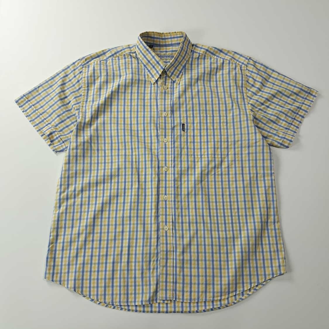 CK365 2XL 바버 00s 옐로우 블루 멀티 체크 반팔 셔츠 남방 상품이미지1