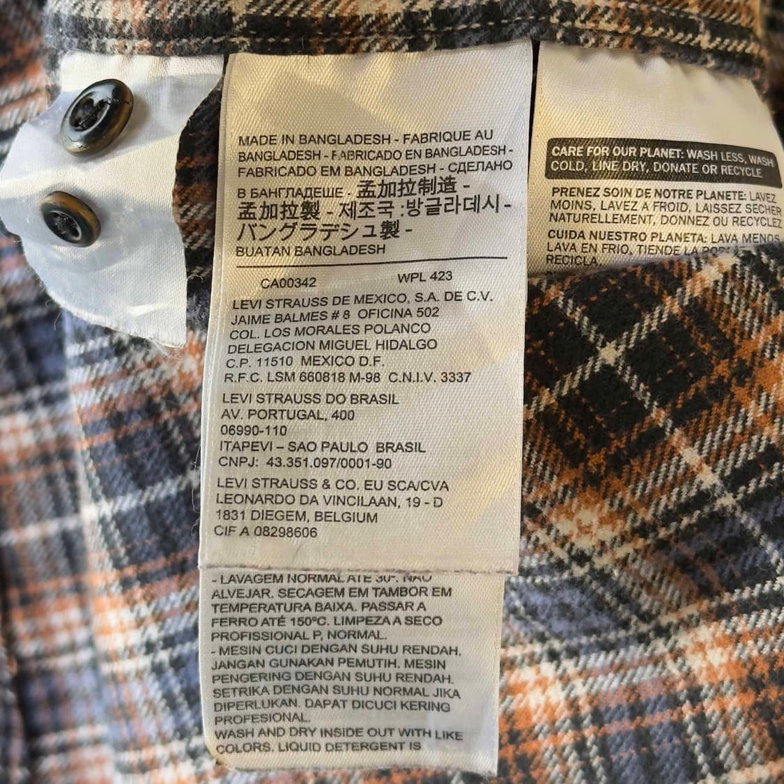 리바이스 긴팔 체크 셔츠 상품이미지5