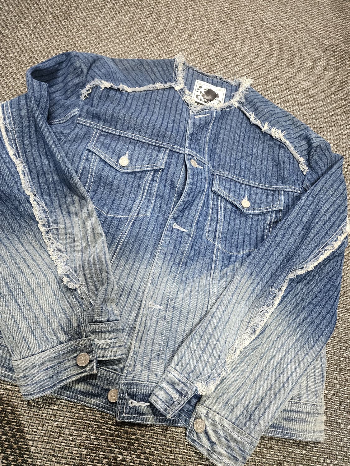 메종미네드 블루 스트라이프 데님 자켓 L 상품이미지7